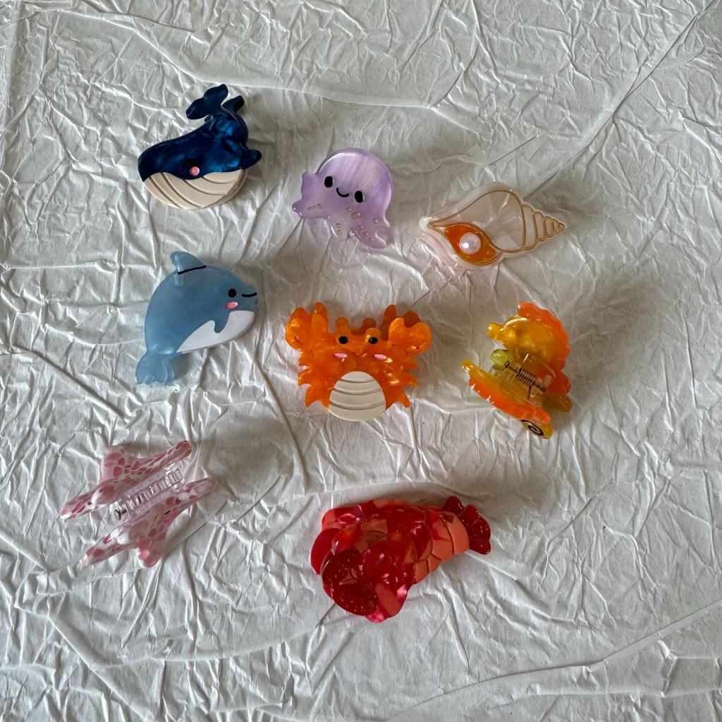 Mini Acetate Seahorse Octopus Hair Clip - Cartoon Starfish, Seashell & Whale Fish Hairpin