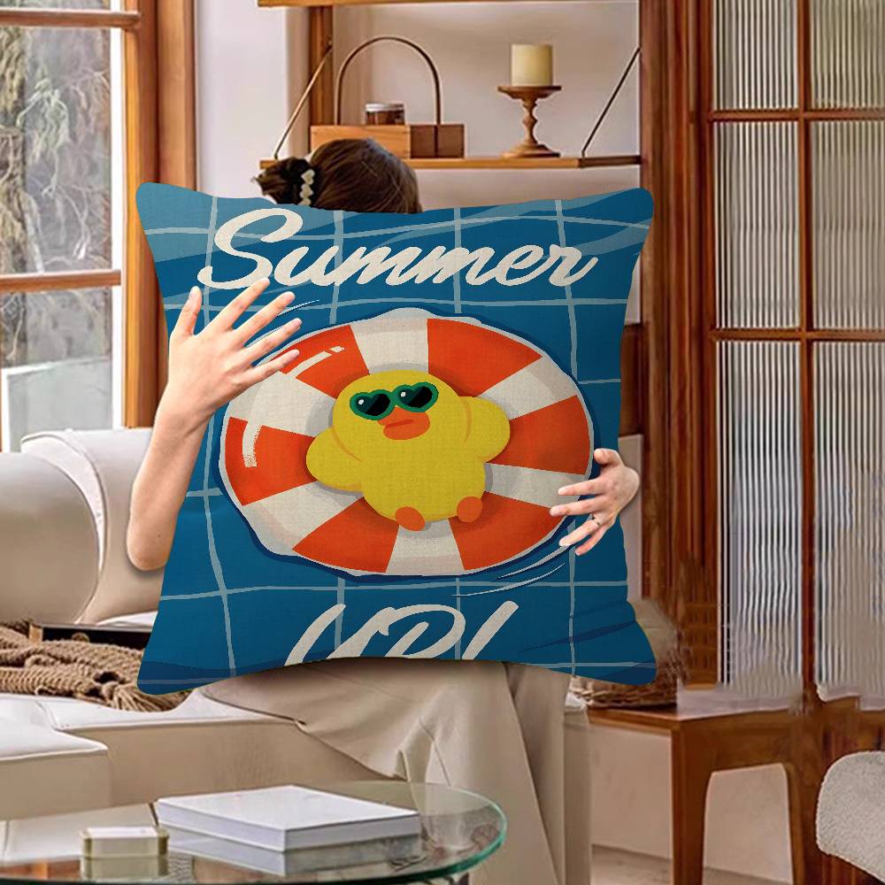 Cute Cartoon Art Duck Pillow Gift Home Office Decoration Bedroom Sofa Car Cushion Cover case 45x45