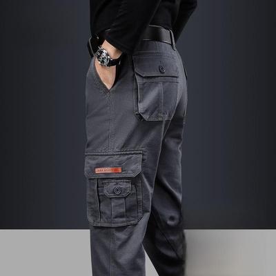 Pantaloni da uomo multitasche da esterno larghi dritti per tutto l'anno con velluto spesso
