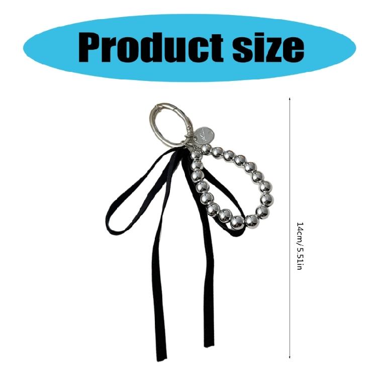 Dynamic Ribbon Decoration Bowknot Keychain Charm Pendant with Heart Accent for Enhancing Bags and Phones Wallet