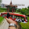Mingsheng City Alloy Double-Section Bus Toy with Sound, Light, and Realistic Pronunciation Features.