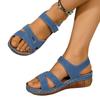 2025 new large size casual fish mouth sandals Roman style sandals wear Velcro wedge heel platform sandals