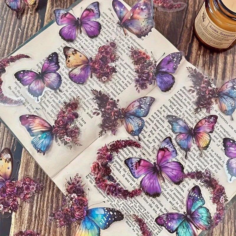 30 ks Samolepky s motivem motýlů a květin pro DIY dekoraci Balení ozdobných samolepek na scrapbook, štítek, deník, album, plánovač