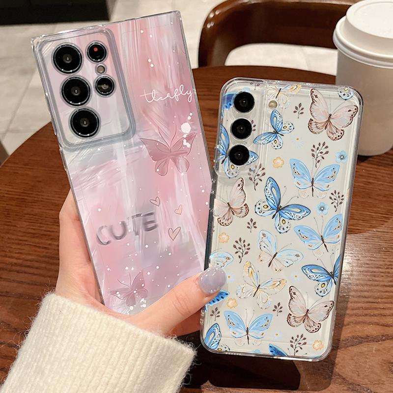 Butterfly Case For Samsung Galaxy S26 Ultra S25 FE S24 S23 S22 A54 A15 A35 A55 A16 A36 A56 A17 A37 A57 5G Clear Soft Cover