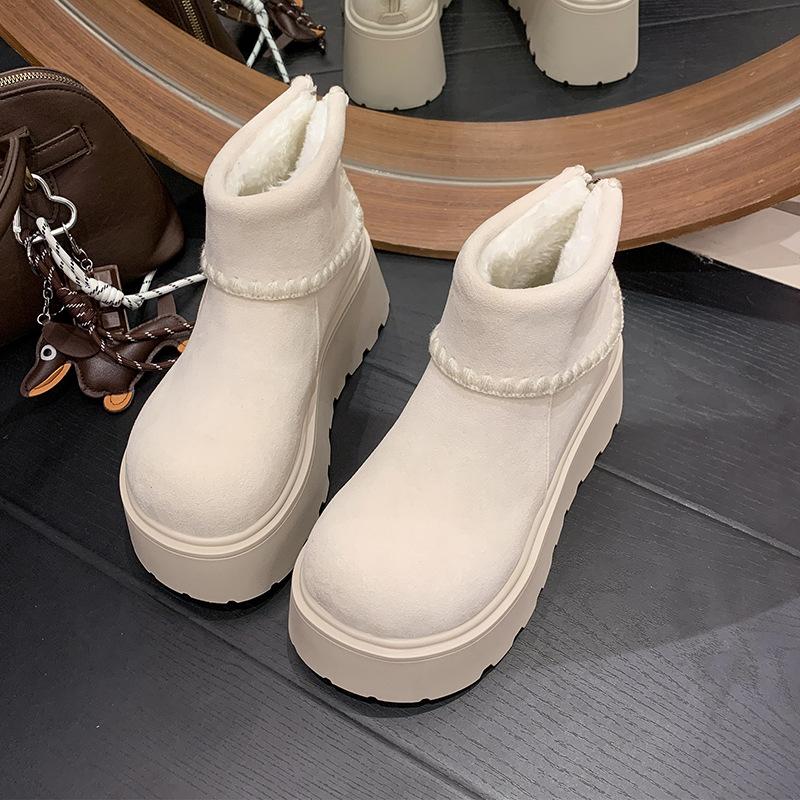 thick-soled non-slip snow boots for women's 2025 new autumn and winter bread shoes, one pedal, piled and thickened warm cotton shoes