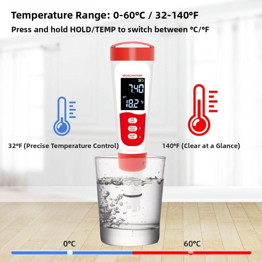 4-in-1 Water Quality Tester Multifunction Water Purity Testing Pen Digital PH Meter  Aquarium