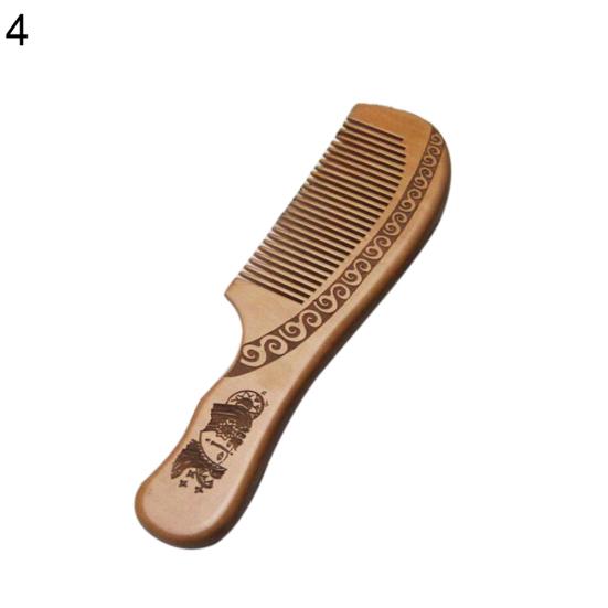 Fashion Engraved Peach Wood Healthy Massage Anti-Static Comb Hair Care Tool