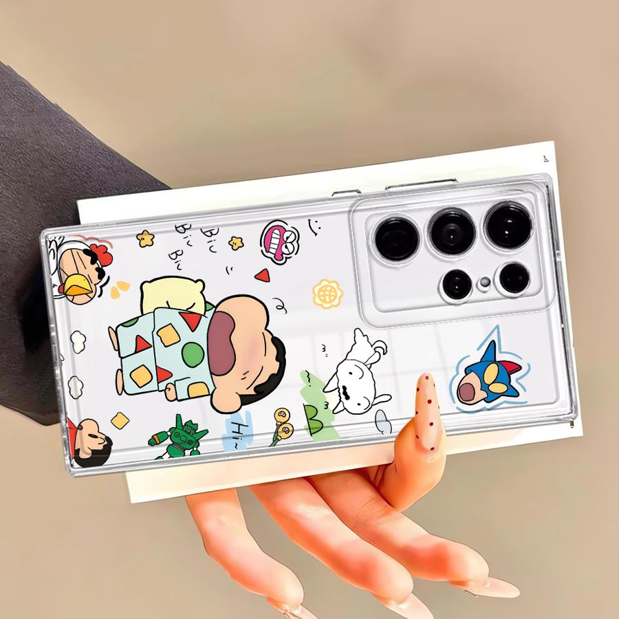 Case for Samsung Galaxy Note 20 Ultra 10 S23 Ultra S20 Plus S25 Edge S26 S22 FE S21 S24 Phone Cover Cute Crayons Shinchan
