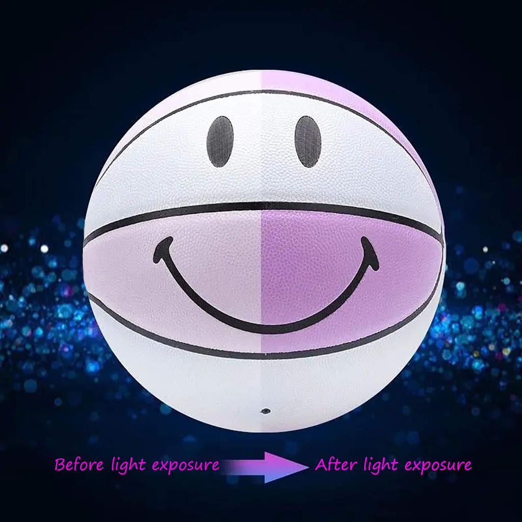 7 Smile Beginner Gift for Kids PU Basketball Mesh for Indoor and Outdoor Training No. Color-Changing Basketball, 6+, Non-Slip Wear-Resistant (Needle,