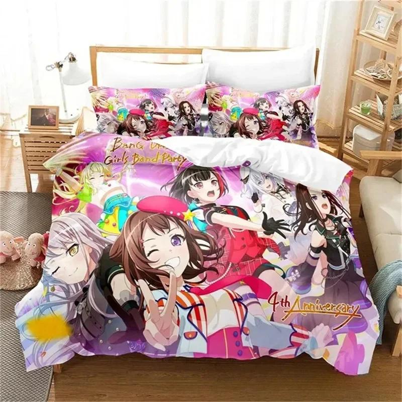 

Комплекты постельного белья для девочек с принтом в стиле аниме BanG Dream, комплект постельного белья для девочек, пододеяльник, комплект постельного белья US King 264x228cm