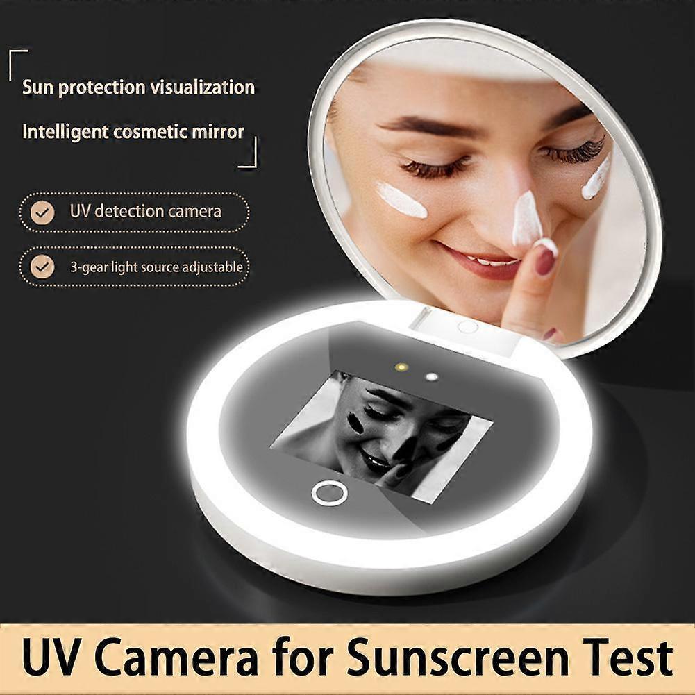 Compact Mirror with UV Camera for Sunscreen Test Pocket Size Handheld