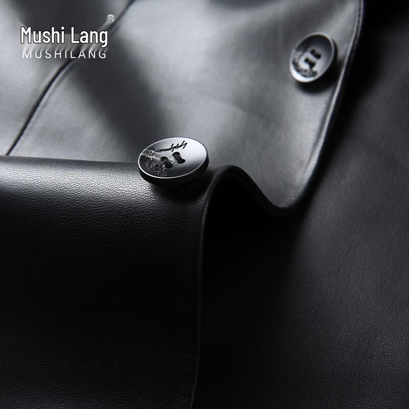 MushiLang Men's First-Layer Sheepskin Leather Blazer