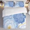 3-Piece Bedding Pillowcase Quilt Cover Set Blue And White Marble 2D Digital Printing Suitable For Bedroom Dormitory Decoration