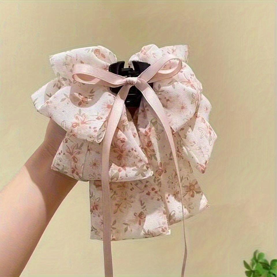 1Pc Chiffon Floral Sweet Half-tied Hairpin Bridal Headdress for Wedding Banquet Holiday Party Decoration