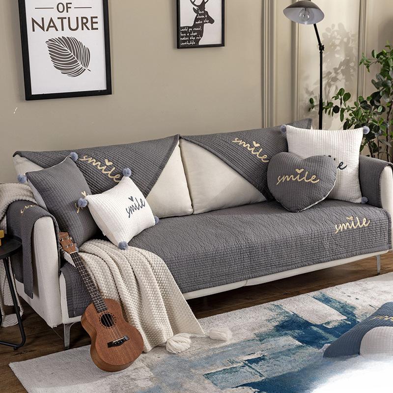 Summer Pure Cotton Sofa Cushion Fabric Simple Four-season Universal Cotton Non-slip Cushion Modern Sofa Cover Cover