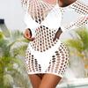 Lencería Mujer Ropa de Dormir Falda de Cadera Manga Larga Malla Hueca Red de Pescado Vestido Camisones Vestidos Ropa de Baño Ropa Interior de Red