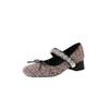 Fashion New Spring/summer Square Toe Bow Pearl Mary Jane Shoes for Women Fashion Gladiator Shoes Women Chunky Heels Women Pumps