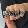European and American Exaggerated Skull Ring Men's Hip-hop Niche Retro Punk Ring Set Men's Personalized Jewelry