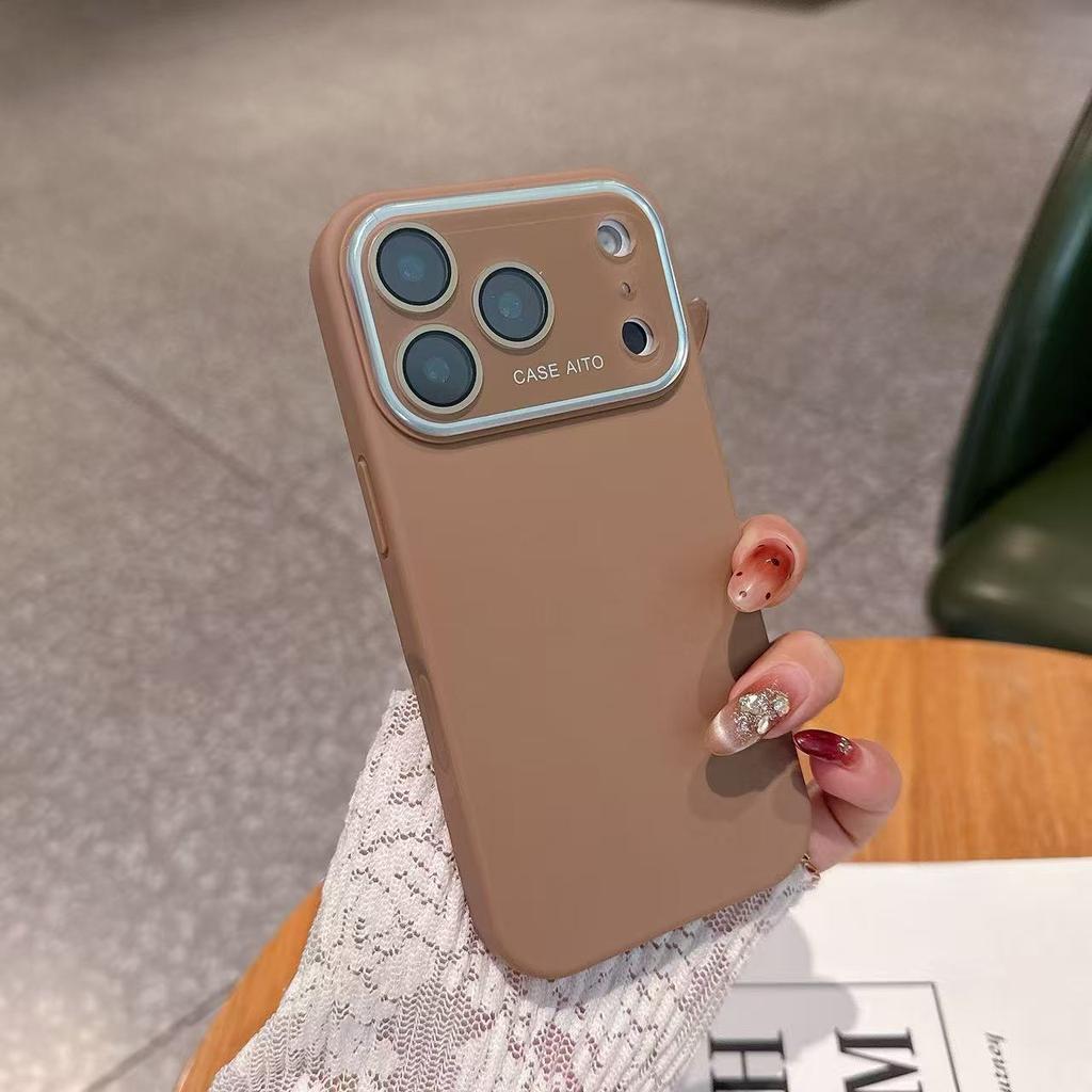 Large Window Camera Protection Silicone Case For iPhone 17 16 15 14 13 12 11 Plus Pro Max Solid Color Matte Shockproof Cover