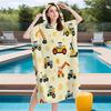 Construction Vehicle Hooded Towel Single Sided Print Soft Microfiber Absorbent Beach Towel For Pool Beach Bath Time Playful Gift