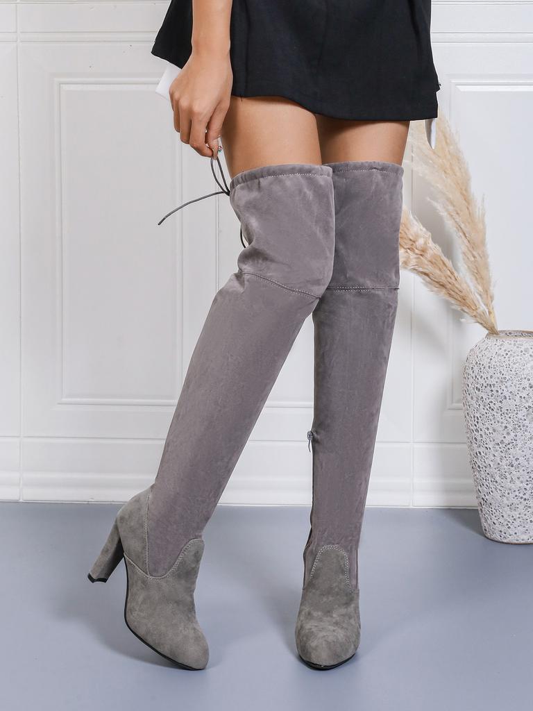 Módní Nové Ležérní Dámské Boty 2024 Podzim Dámské Kozačky Nad Koleno Venkovní Boty s Hrubým Podpatkem Protiskluzové Boty Módní Pohodlné Dlouhé Kozačky