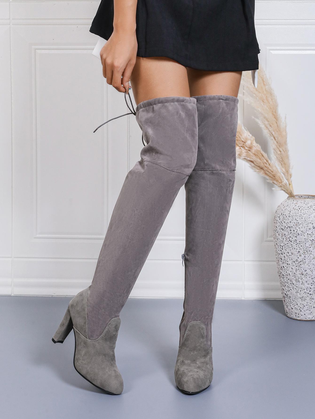 

Мода Новая Повседневная Женская Обувь 2024 Осень Женские Сапоги Выше Колена Уличная Обувь на Толстом Каблуке Нескользящая Обувь Модные Удобные Длинные Сапоги 43 серый