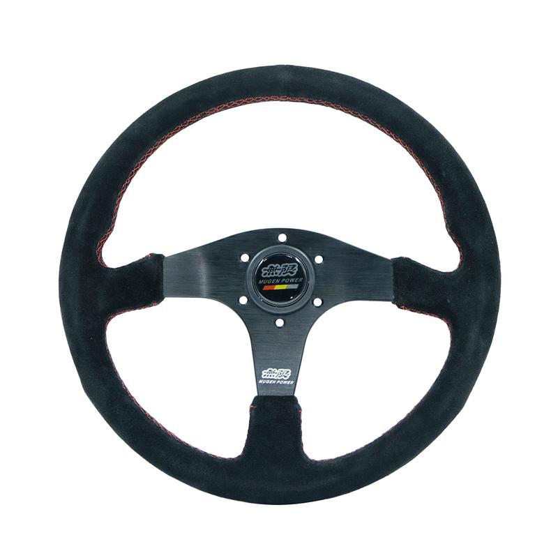 Modification de Voiture Volant de Course en Cuir Daim, Sport de Compétition 14 pouces Mugen Plat Universel