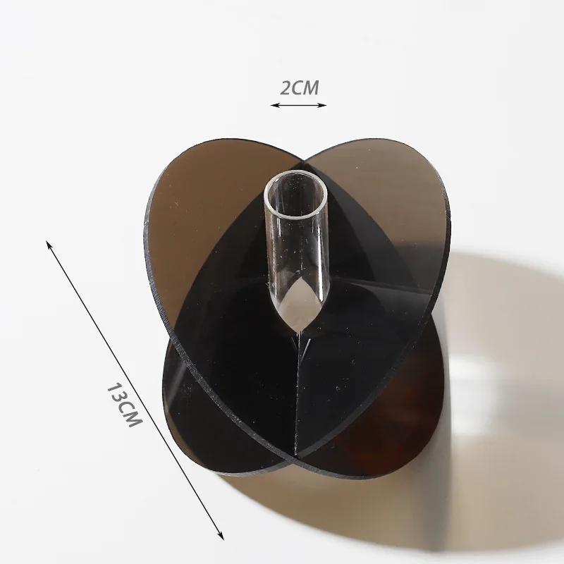 Colorful Rainbow Acrylic Vase Plant Pots Table Decoration Minimalist Geometric Flowers Arrangement Vases Room Aesthetic Decor