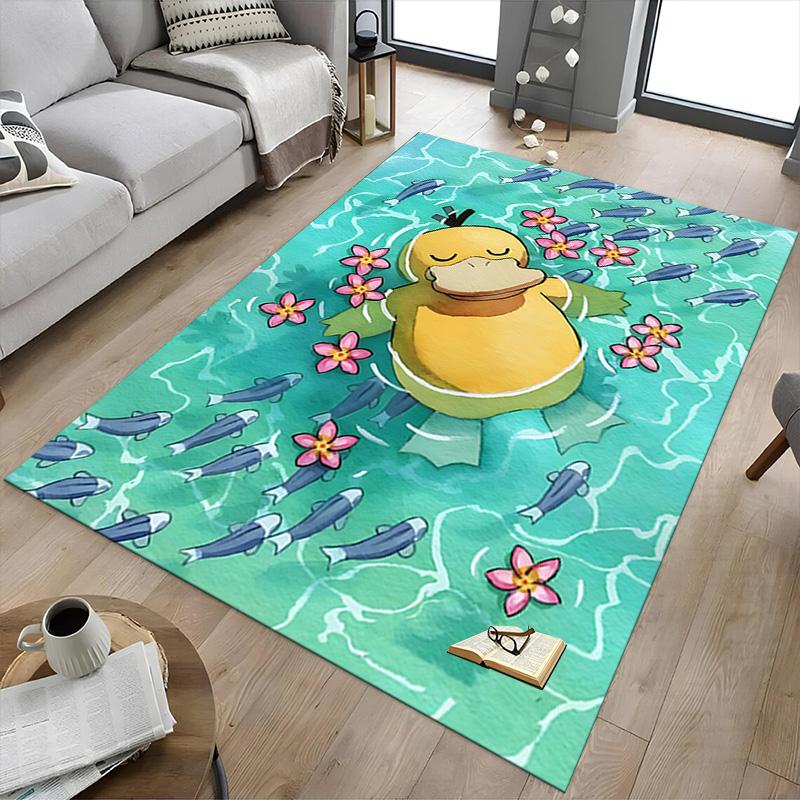 Duck Flowers Carpet For Playroom Bedroom Living Room Sofa Home Decorkids Game Area Rug Nonslip Floor Mat