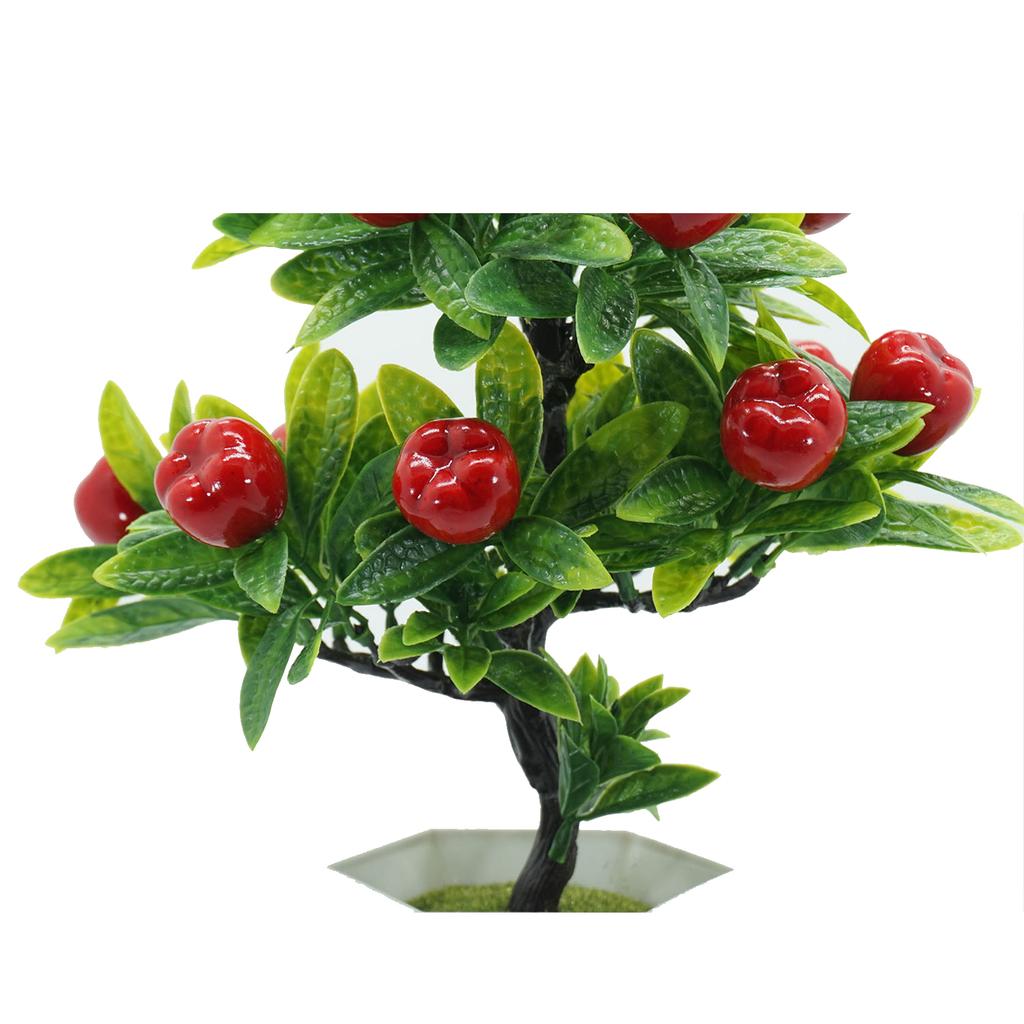 Plante Artificielle Pommier en Pot 31cm Faux Fruit Bonsaï Décoration de Maison