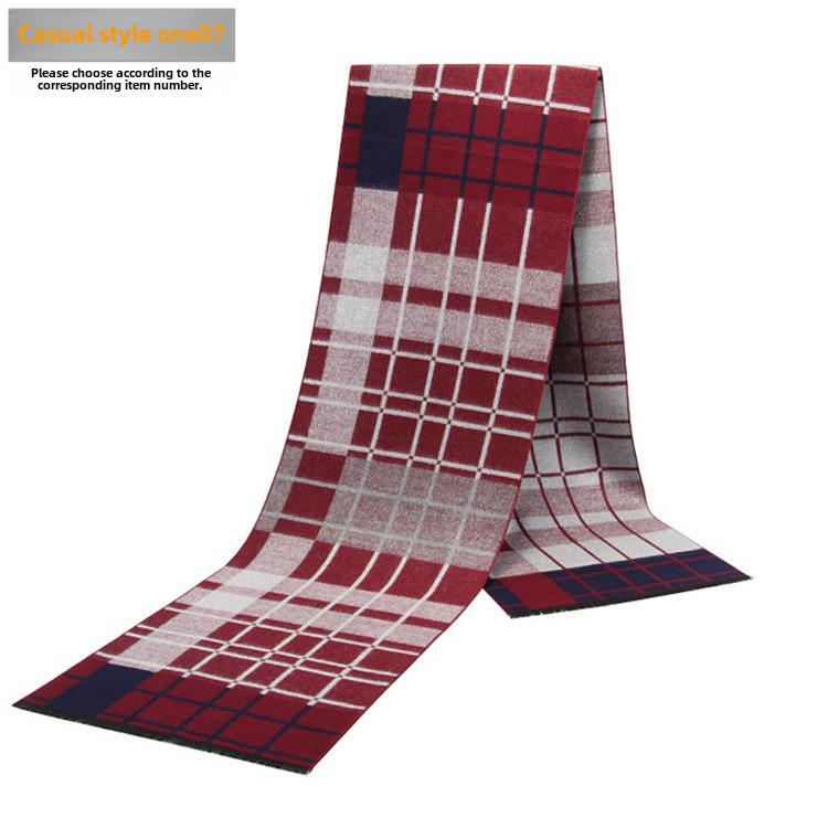 Men's Autumn & Winter Plaid Imitation Cashmere Scarf - Warm & Thick Custom Design