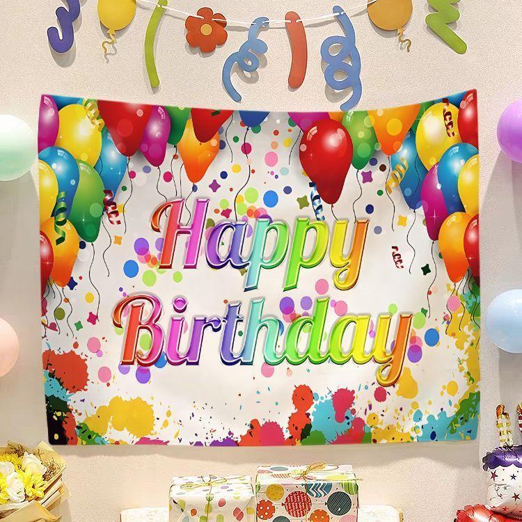 Birthday Happy Banner  Photography Background Cloth  Children's Party Decorative Wall Hanging Cloth