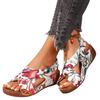 Large Size Wedge Sandals Summer 22 New Printed Cross with Velcro Sandals