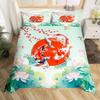 Koi-Fisch Bettwäsche-Set Asiatisch Orientalisch Floral Print Bettbezug-Set mit Kissenbezügen für Schlafzimmer-Dekor Erwachsene Twin Full Queen King
