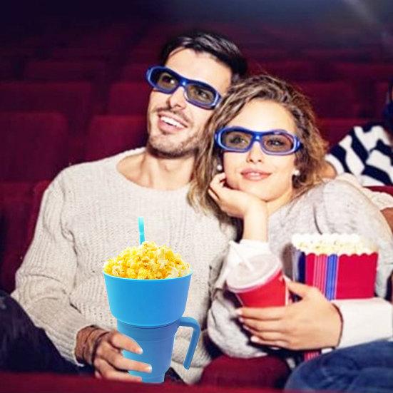 Snack And Drink Cup with Straw Lightweight Stadium Tumbler Portable Reusable Snack Tumbler Bowl for Family Gatherings Picnics