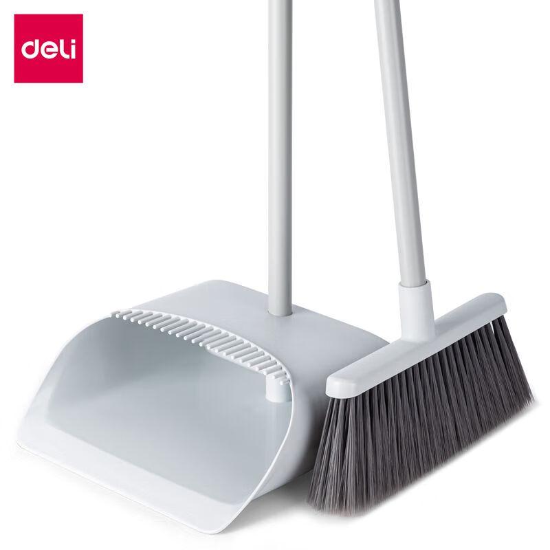 Deli 19553 Soft Brush Broom & Dustpan Set with Comb Teeth серый