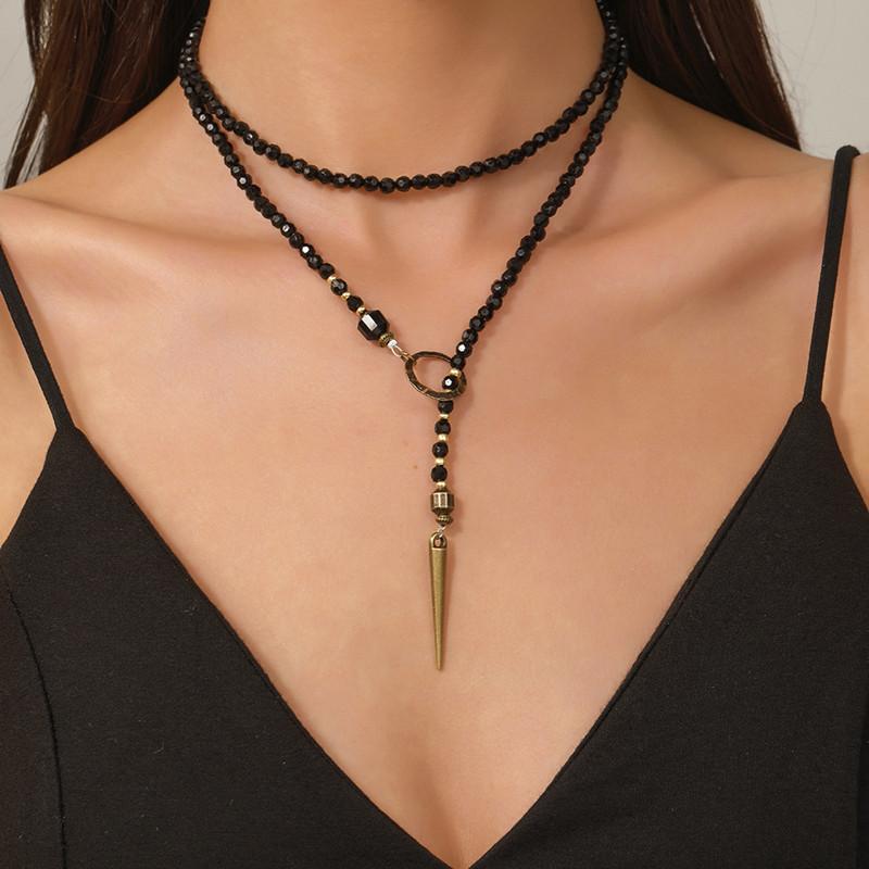 

Hip Hop Rivet Necklace For Man Woman Cone Pendant Sweater Chain Choker Jewelry Punk Male Cool Accessories