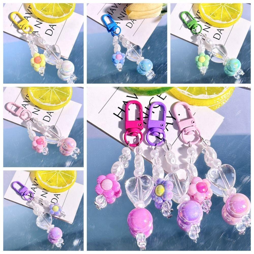 

Flower Beaded Phone Strap Heart Y2k Phone Lanyard Lovely Colorful Flower Phone Pendant Bracelet