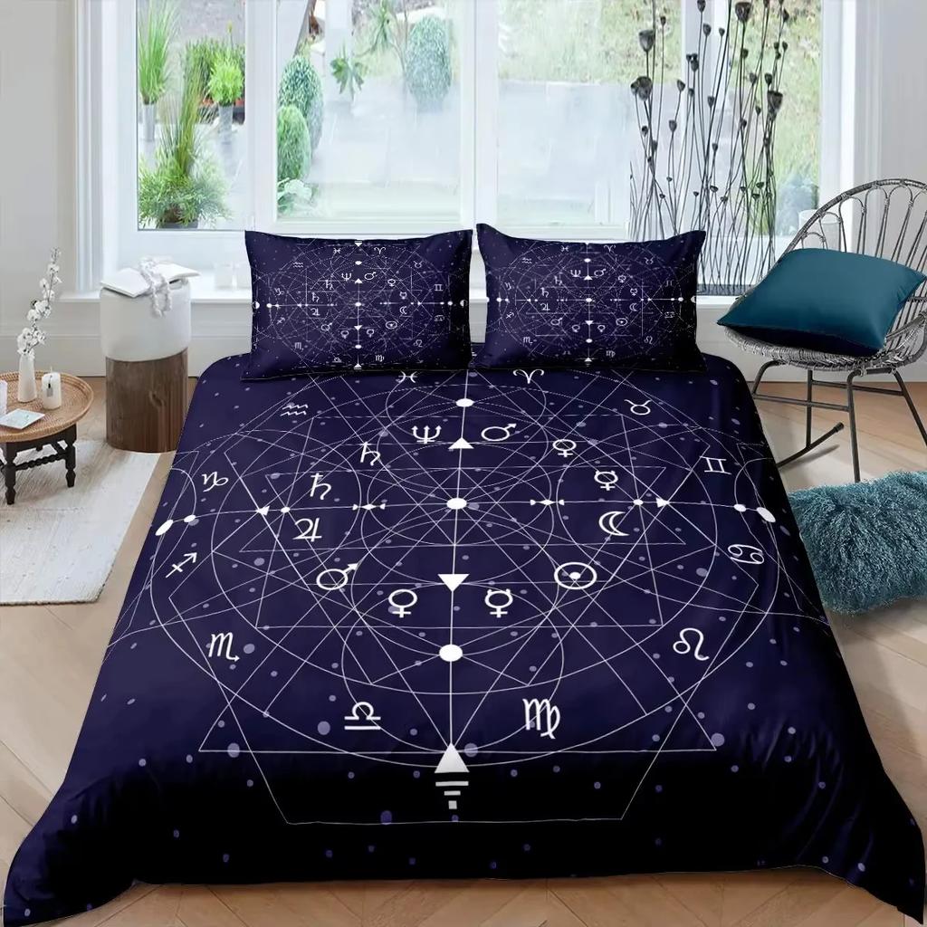 The Zodiac Bedding Set Twelve Constellations Duvet Cover Set Boys Girls Astrology Comforter Covers Set 2/3 Pcs Bohemian Style