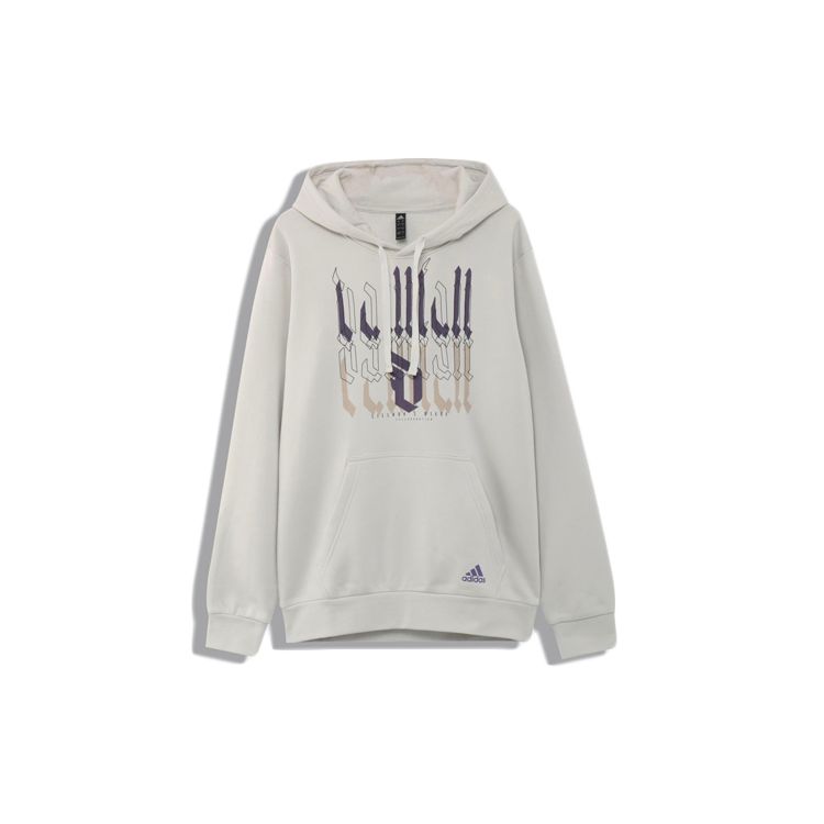 

Adidas Dame Lillard Hoodie With Letter Pattern Print Men Tops White GE1067 L