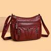 Dámská kabelka středního věku z měkké kůže, velkokapacitní vícevrstvá crossbody taška