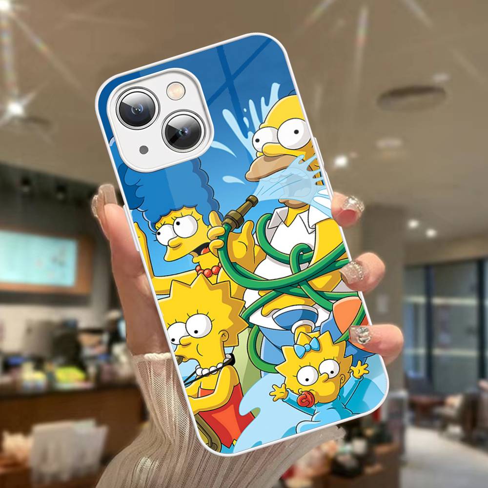 Cartoon The S-Simpsons Tempered Glass For Iphone 14 13 12 11 Pro Mini XS MAX 14Plus X XS XR Cover
