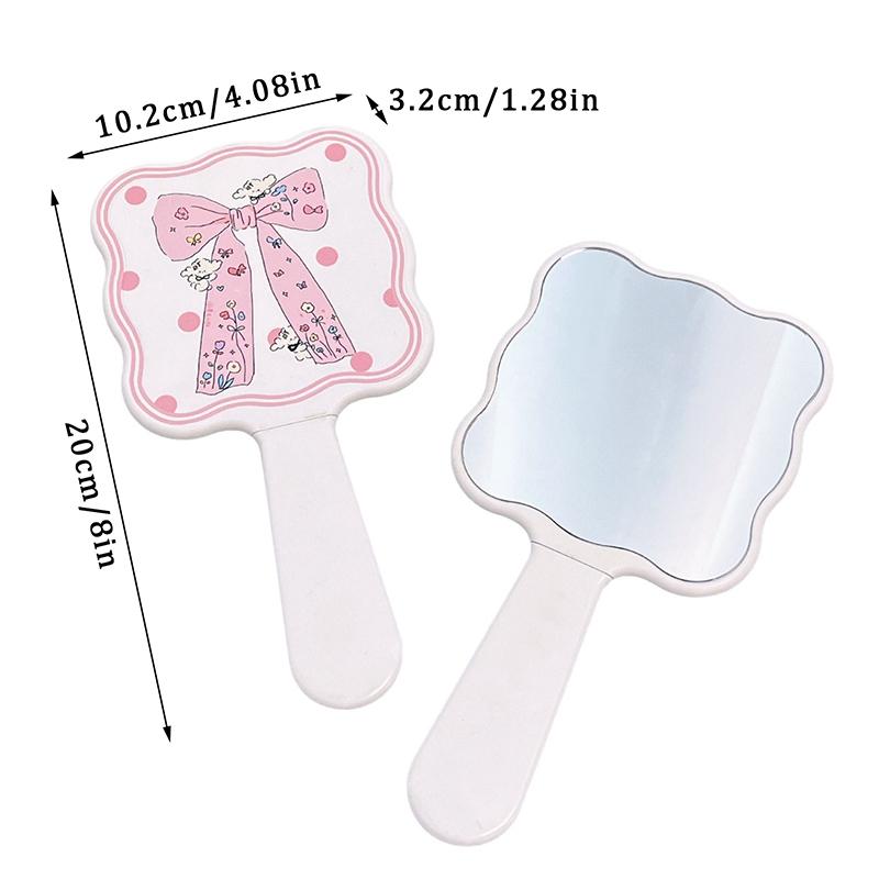 Portable Bow Cute Pink Mirror Comb Handheld Mirror Comb Extracted Integrated Hair Brush Massage Styling Tool Make Up Mirror