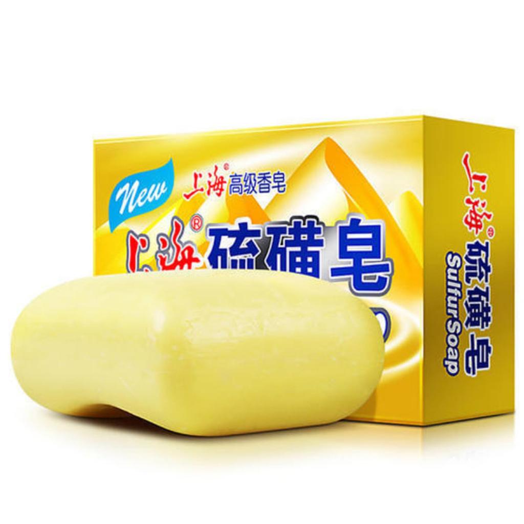 Savon Soufré Visage Savon Soufré Shanghai Contrôle du Sébum Adoucissant Pores Obstrués Barre de Savon Sûre Faible Irritation Pour Peau Mixte 130g Blanchissant