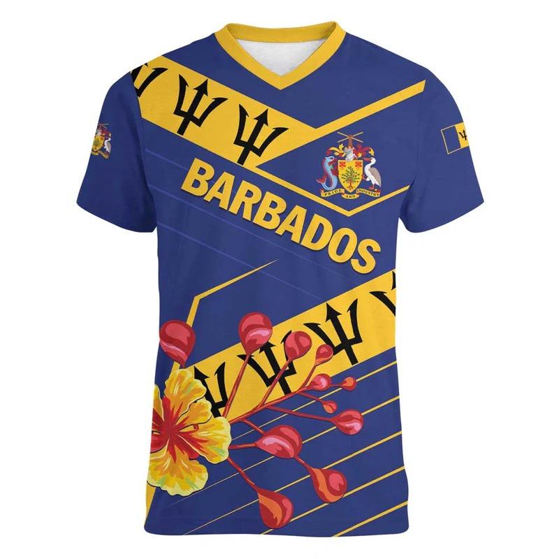 Vintage BB Flag Street Print Herren T-Shirts Hip Hop Street T-Shirt Sommer Freizeit Barbados Emblem Grafik Tops Atmungsaktive Kleidung