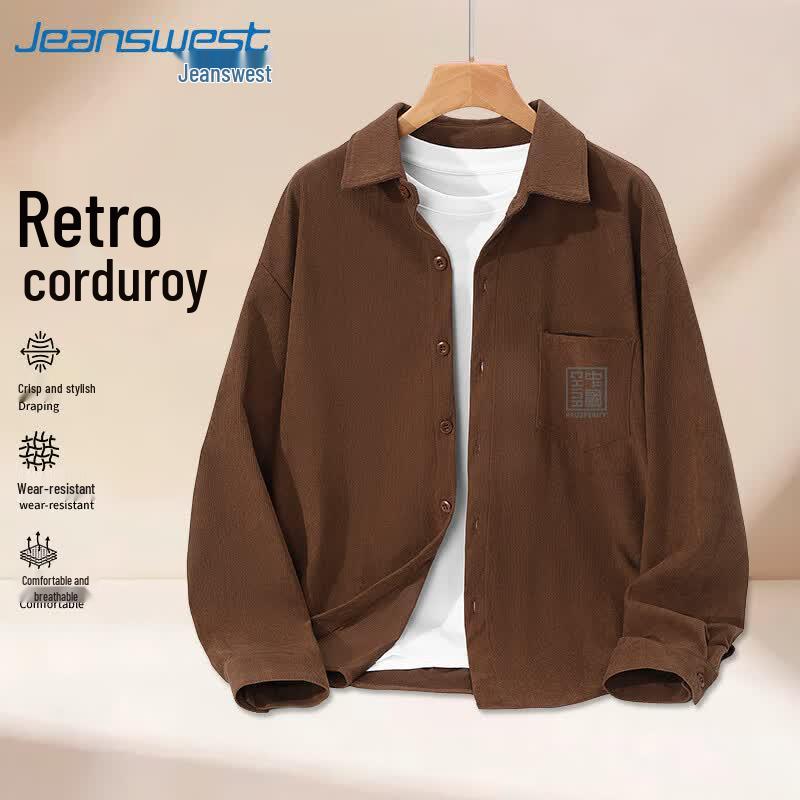 Мужская винтажная вельветовая рубашка с длинным рукавом Jeanswest 3XL
