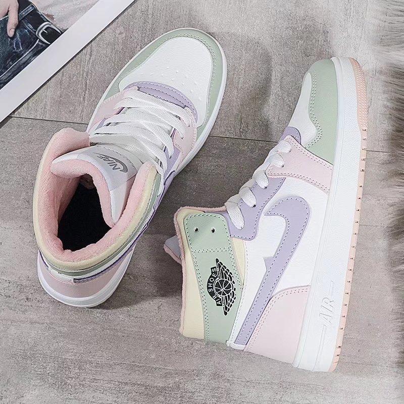 Buy Women's High Top Unisex Basketball Plus Velvet Shoes Air Force