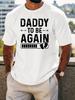 Unisex Mustard Yellow Tee Daddy To Be Again Cute Footprint Letter Print Crew Neck Short Sleeve Summer Casual Male Cotton Daily Top