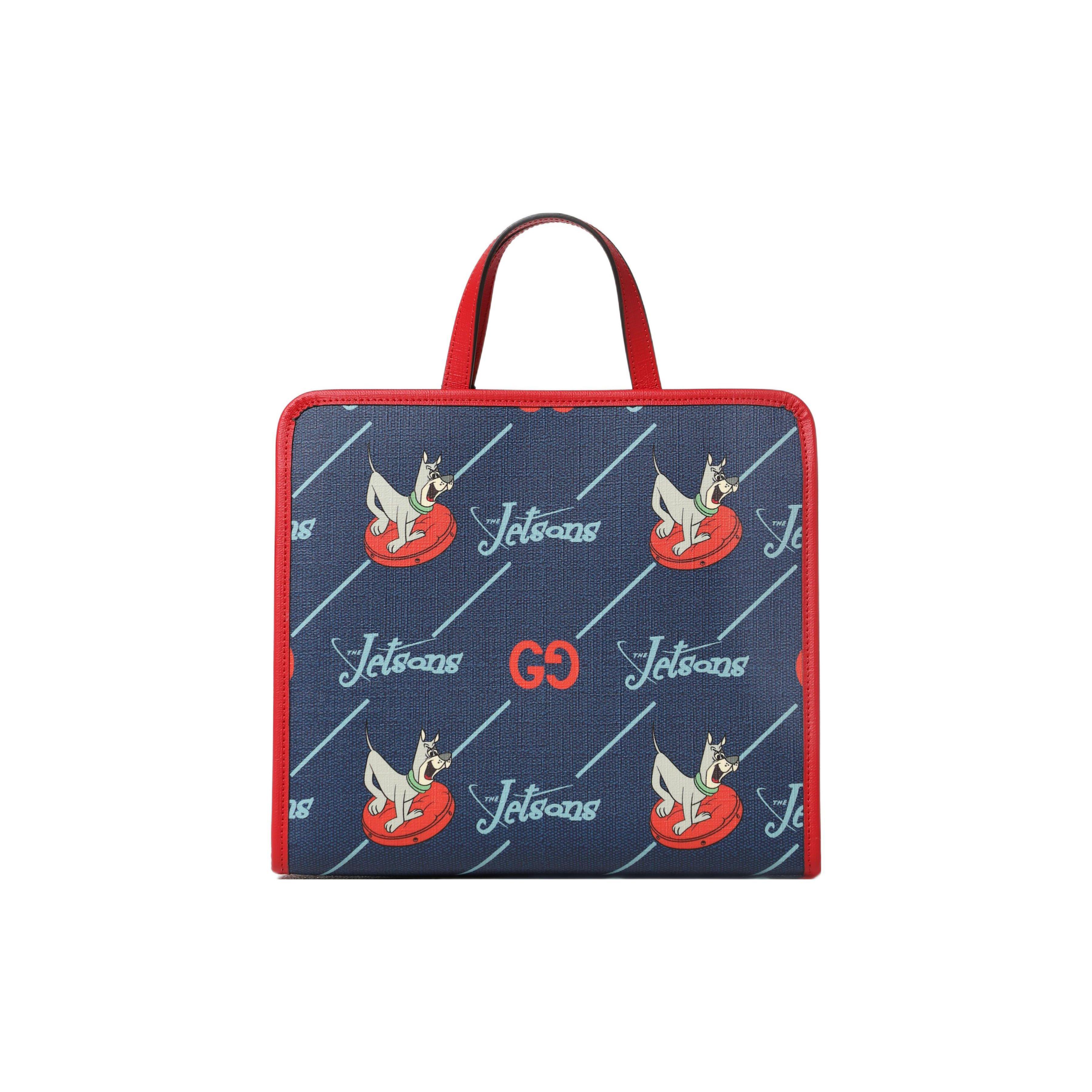 

Gucci Double G Series Jason Family Print Magnetic Snap Closure Canvas Tote Bag Kids Tote Bags Blue Yellow 605614-FACAN-4959 Basic Set (Bag+Dust Bag)
