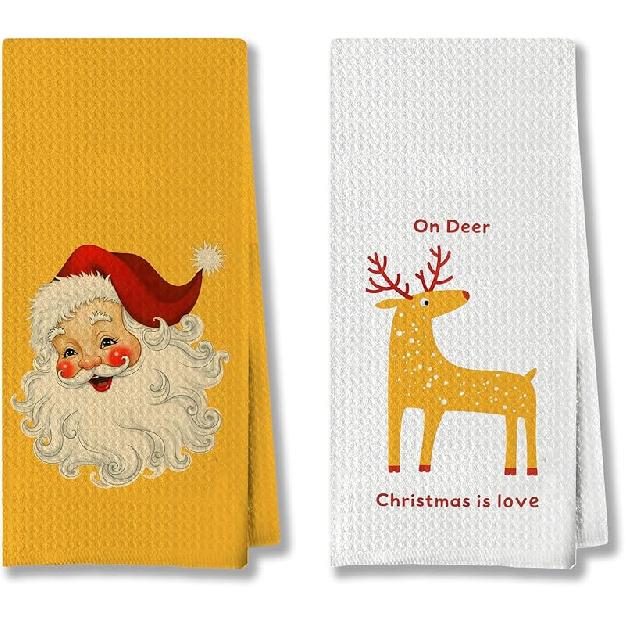 Christmas Lights Bow Kitchen Hand Towels for Bathroom, Holiday Dish Tea Towels, Christmas Decor, 16x24 Inch